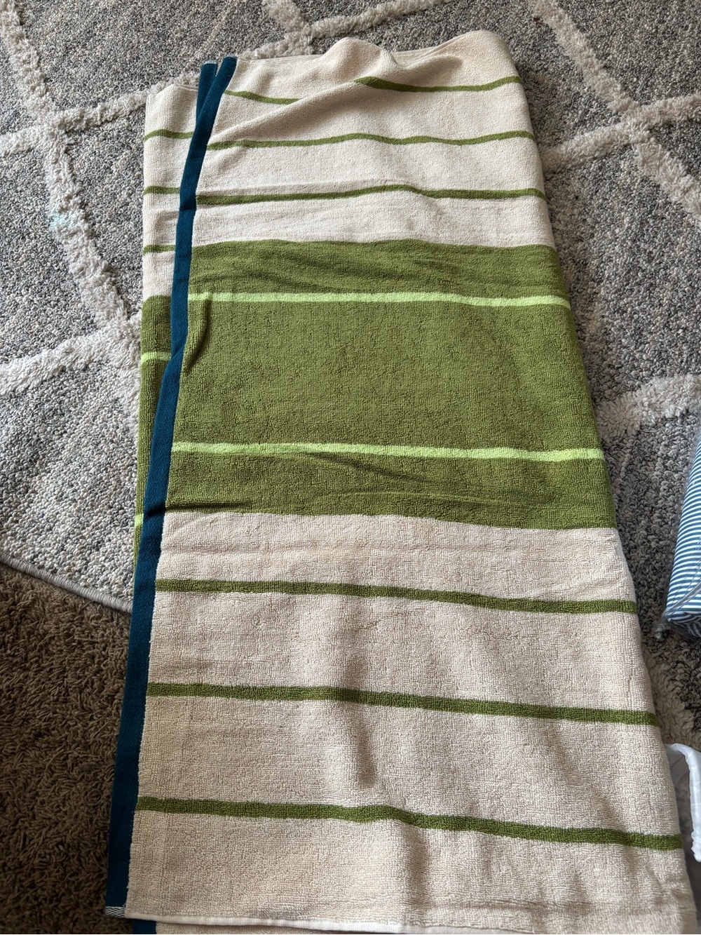 Tommy Bahama Olive, Cream & Teal Striped Beach Towel